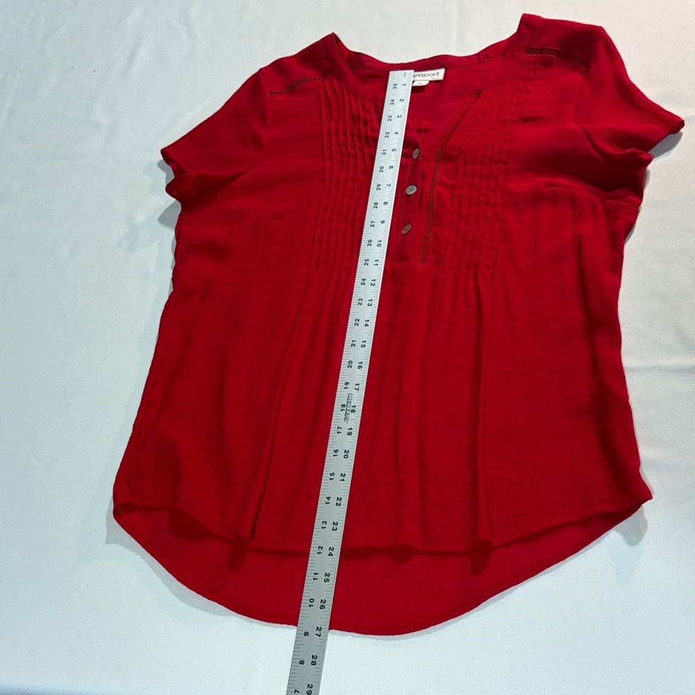 Westport Red Button-Down Blouse Large short sleeve - Picture 12 of 16